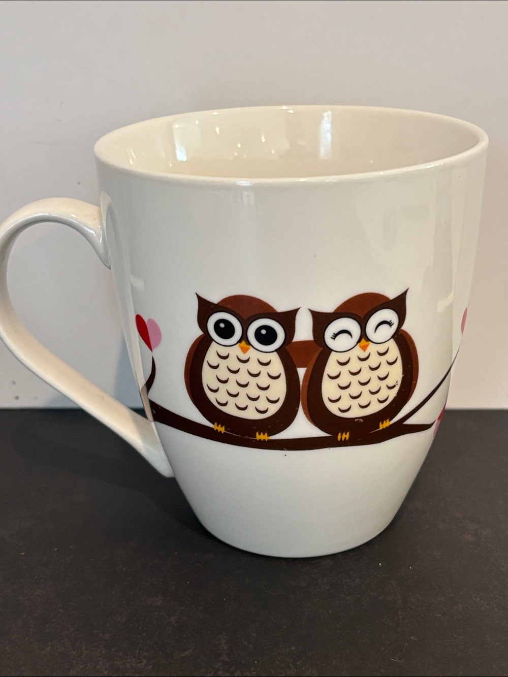White Owl Couple Ceramic Mug - Cute Brown Owl Design